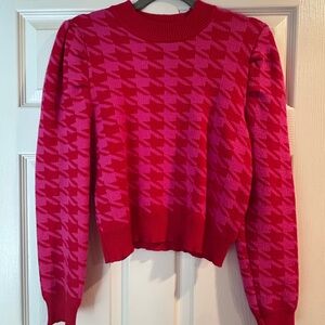 Pink & Red Houndstooth Sweater